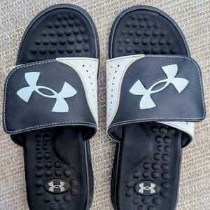 Under Armour Black and White Slide Sandals